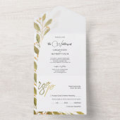 Elegante romantische groene thee Waterverf kunst All In One Uitnodiging (Binnen)