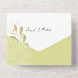 Elegante romantische groene thee Waterverf kunst All In One Uitnodiging