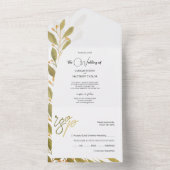 Elegante romantische groene thee Waterverf kunst All In One Uitnodiging (Binnen)