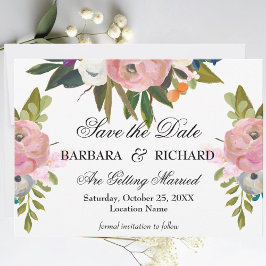 Elegante Romantische Handgeschilderde Bloemige Bru Save The Date
