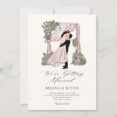 Elegante romantische handgetekende wij gaan trouwe kaart (Voorkant)
