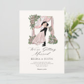 Elegante romantische handgetekende wij gaan trouwe kaart (Staand voorkant)