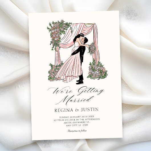 Elegante romantische handgetekende wij gaan trouwe kaart