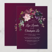 Elegante Romantische Herfst Bloemen Bourgondië Was Kaart (Voorkant / Achterkant)