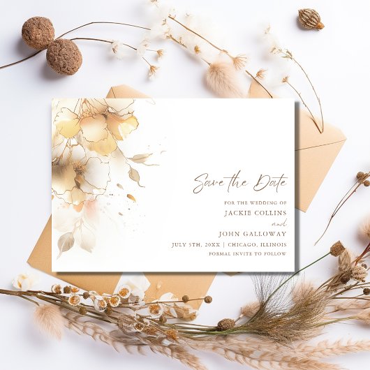 Elegante romantische Herfst bloemenbruiloft Save The Date
