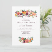 Elegante romantische Herfst bloemenbruiloft uitnod Kaart (Staand voorkant)