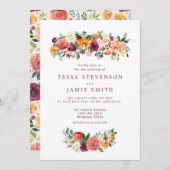Elegante romantische Herfst bloemenbruiloft uitnod Kaart (Voorkant / Achterkant)
