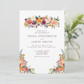 Elegante romantische Herfst bloemenbruiloft uitnod Kaart (Staand voorkant)