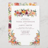 Elegante romantische Herfst bloemenbruiloft uitnod Kaart (Voorkant / Achterkant)