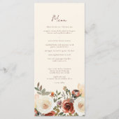 Elegante romantische Herfst bloemenroest bruiloft Menu (Voorkant)