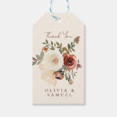 Elegante romantische Herfst bloemenrood bruiloft Cadeaulabel (Voorkant)