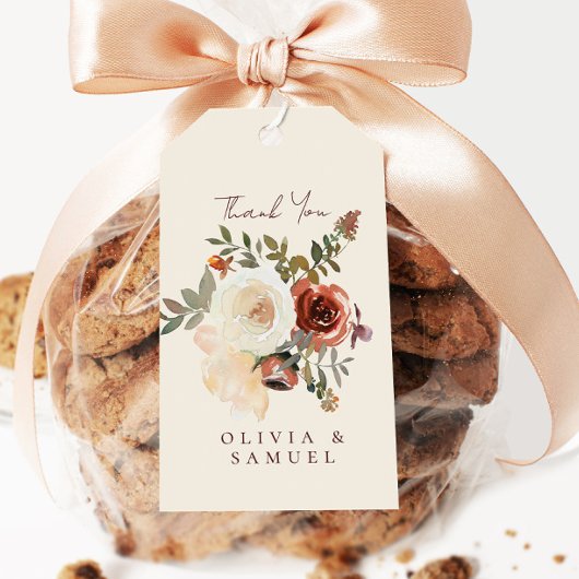 Elegante romantische Herfst bloemenrood bruiloft Cadeaulabel