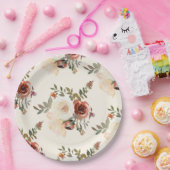 Elegante romantische Herfst bloemenrood bruiloft Papieren Bordje (Feest)