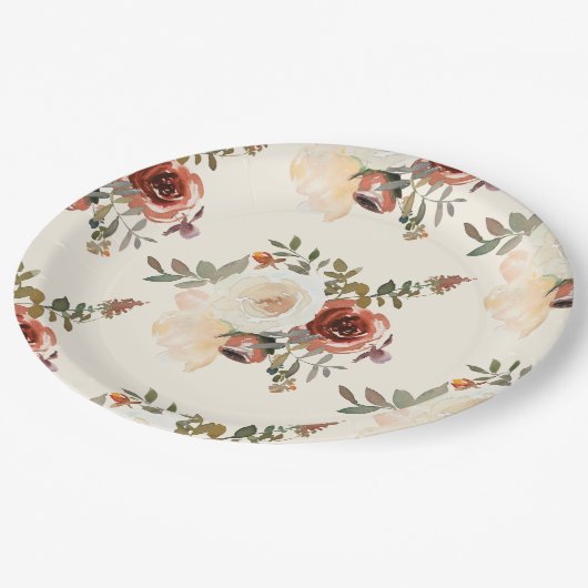 Elegante romantische Herfst bloemenrood bruiloft Papieren Bordje (Gekanteld)