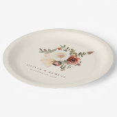 Elegante romantische Herfst bloemenrood bruiloft Papieren Bordje (Gekanteld)