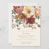 Elegante romantische Herfst bloemenrood Vrijgezell Kaart (Voorkant)