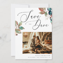 Elegante Romantische Herfst Bruiloft | Waterverf F Save The Date