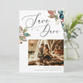 Elegante Romantische Herfst Bruiloft | Waterverf F Save The Date (Staand voorkant)