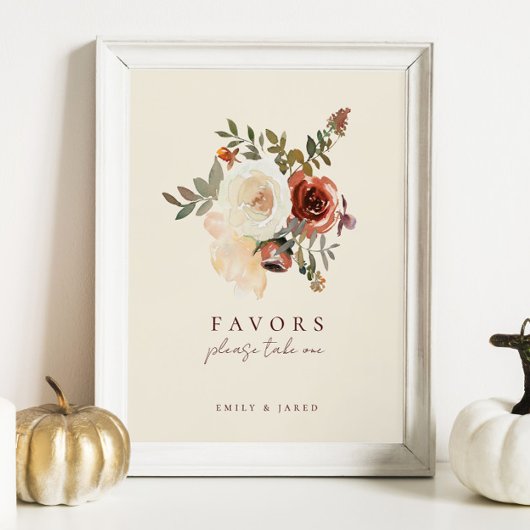 Elegante romantische Herfst Floral bruiloft gunste Foto Afdruk