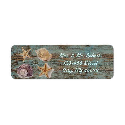 Elegante romantische huisje schelpen strand bruilo etiket (Voorkant)