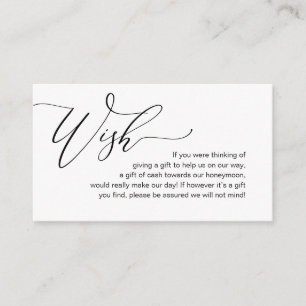Elegante romantische, huwelijksreis wens, geld con informatiekaartje