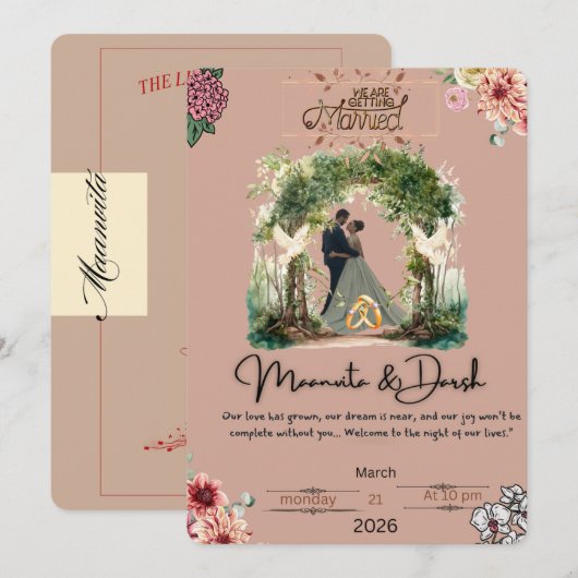 Elegante Romantische Huwelijksuitnodiging Love Nig Kaart (Voorkant / Achterkant)