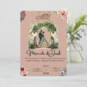 Elegante Romantische Huwelijksuitnodiging Love Nig Kaart (Staand voorkant)