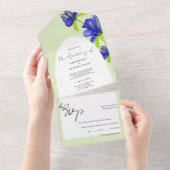 Elegante Romantische Iris Bloemen Handgeschilderd All In One Uitnodiging (Afscheurbaar)