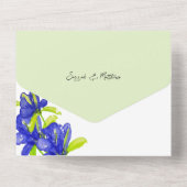 Elegante Romantische Iris Bloemen Handgeschilderd All In One Uitnodiging (Achterkant)