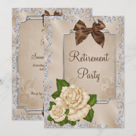 Elegante Romantische Ivoren Rozen & Strikken Pensi Kaart
