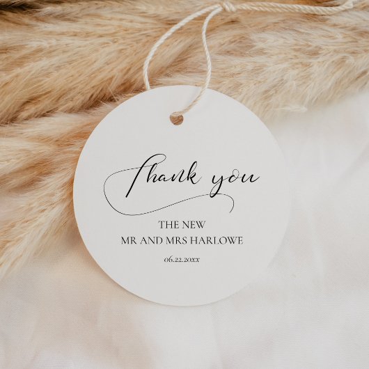 Elegante romantische kalligrafie bruiloft bedankjes labels