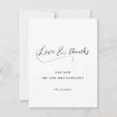 Elegante romantische kalligrafie bruiloft bedankkaart (Voorkant)