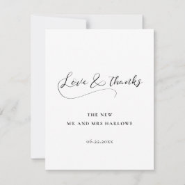 Elegante romantische kalligrafie bruiloft bedankkaart