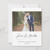Elegante romantische kalligrafie bruiloft foto bedankkaart (Voorkant)