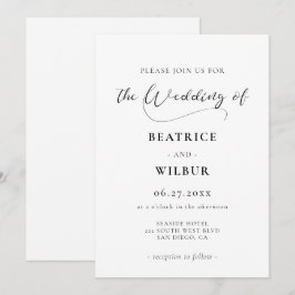 Elegante romantische kalligrafie bruiloft kaart