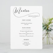 Elegante romantische kalligrafie bruiloft menu (Staand voorkant)