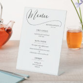 Elegante romantische kalligrafie bruiloft menu reclamebord met voetstuk (Insitu)