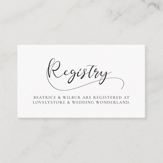 Elegante romantische kalligrafie bruiloft register informatiekaartje (Voorkant)