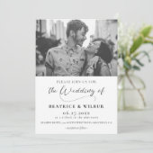 Elegante romantische kalligrafie foto bruiloft kaart (Staand voorkant)