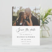 Elegante romantische kalligrafie foto save the date (Staand voorkant)