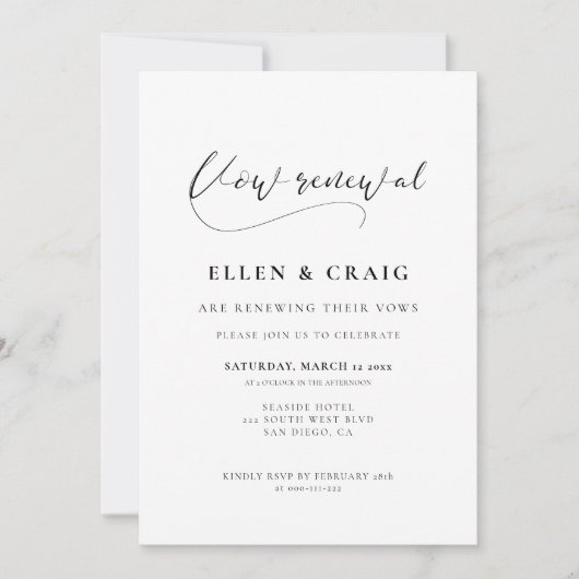 Elegante romantische kalligrafie Geloftevernieuwin Kaart (Voorkant)