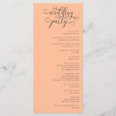 Elegante romantische kalligrafie perzik bruiloft p menu (Achterkant)