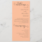 Elegante romantische kalligrafie perzik bruiloft p menu (Voorkant)