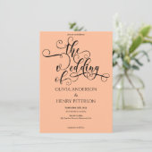 Elegante romantische kalligrafie perzik bruiloft Q Kaart (Staand voorkant)