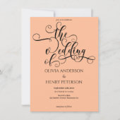 Elegante romantische kalligrafie perzik bruiloft Q Kaart (Voorkant)