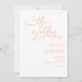 Elegante romantische kalligrafie perzik & witte br kaart (Voorkant)