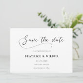 Elegante romantische kalligrafie save the date (Staand voorkant)