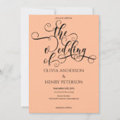 Elegante romantische kalligrafie script perzik bru kaart (Voorkant)