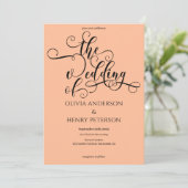 Elegante romantische kalligrafie script perzik bru kaart (Staand voorkant)