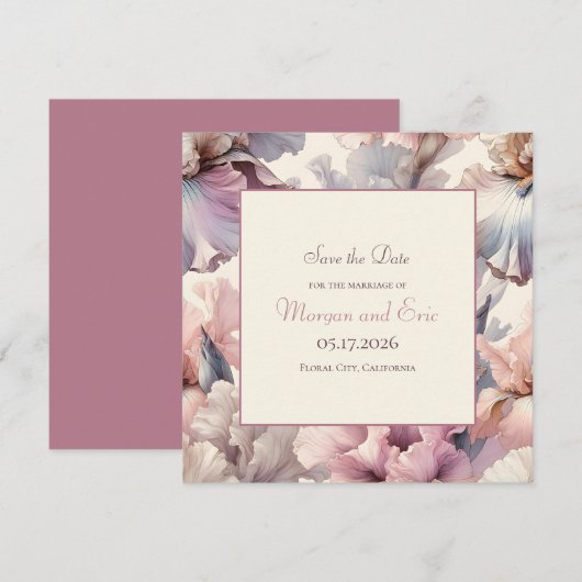 Elegante romantische klassieke chique bloemenblush save the date (Voorkant / Achterkant)